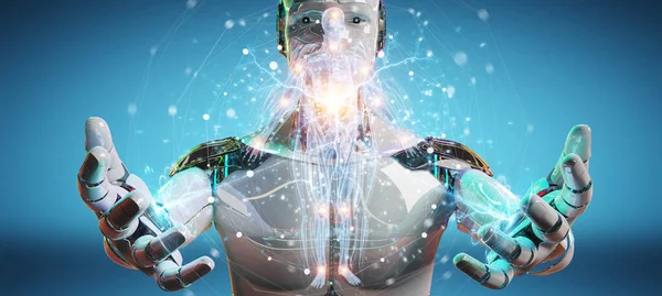 Robot usando proyección holográfica del escaneo del cuerpo humano de los rayos X digitales —  Fotos de Stock