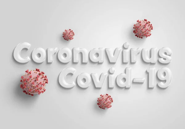 コロナウイルス白い背景にCovid 19テキスト 世界保健機関 Who によって導入された2019 Ncv公式名前 2019年に発見された新しい病気は世界中に広がり — ストック写真