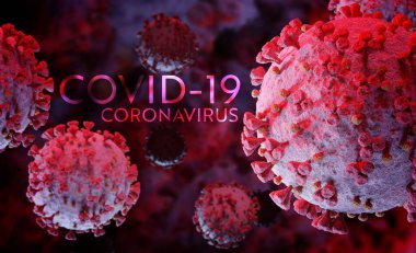 Coronavirus 'un mikroskobik seviyede 3 boyutlu görüntülenmesi. Covid-19 hastalığının mikroskop görüntüsü. 2019-nCoV vücut hücresine yayılıyor 