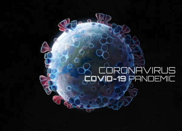 Planeta Tierra Forma Coronavirus Estilo Alambre Azul Pandemia Covid Extiende —  Fotos de Stock