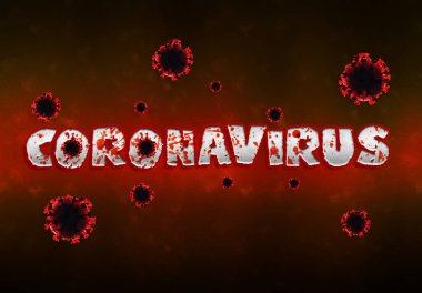 Coronavirus Covid-19 kırmızı kanlı bir yazı. 2019 'da yeni bir solunum sendromu görüldü. Yayılan bir salgın. Dünya Sağlık Örgütü tarafından 2019-NCoV resmi adı. 