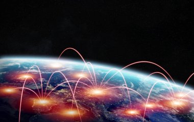 Coronavirus Covid-19 salgını Avrupa 'da ülkeler arasında yayılıyor ve NASA tarafından desteklenen bu görüntünün 3 boyutlu bileşenlerini nüfusa bulaştırıyor.
