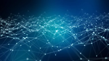 Dijital Ağ bağlantısı mavi arka plan 3d render soyut