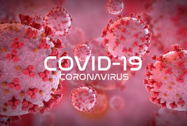 Coronavirus 'un mikroskobik seviyede 3 boyutlu görüntülenmesi. Covid-19 hastalığının mikroskop görüntüsü. 2019-nCoV vücut hücresine yayılıyor 