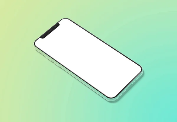 Moderne Smartphone Mockup Geïsoleerd Groene Gradiënt Achtergrond Rendering — Stockfoto