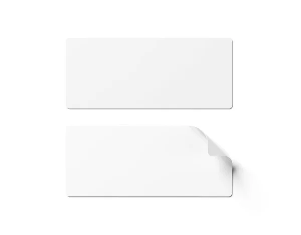 Rechthoekige Gekrulde Sticker Mockup Geïsoleerd Witte Achtergrond Rendering — Stockfoto