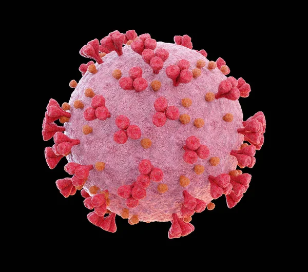 Representación Del Coronavirus Nivel Microscópico Aislado Sobre Fondo Negro Microscopio — Foto de Stock