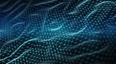 Mavi koyu arkaplan 3B görüntülemedeki soyut dijital ağ bağlantısı