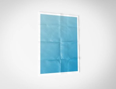 Folded paper poster isolated on white background Mockup 3D redenring clipart