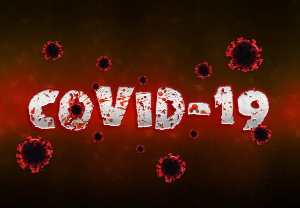 Coronavirus Covid Tekst Rode Bloederige Stijl Nieuwe Respiratoire Syndroom Ziekte — Stockfoto