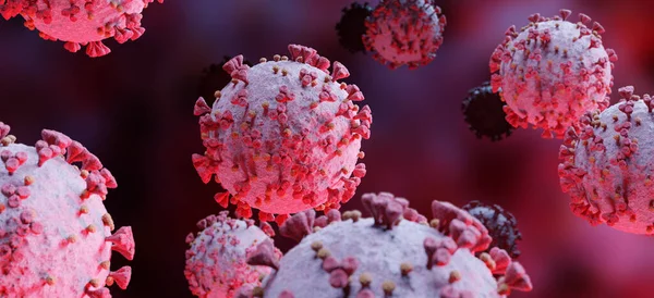 Microscopic Close Covid Disease Coronavirus Rouge Maladie Propageant Dans Les — Photo