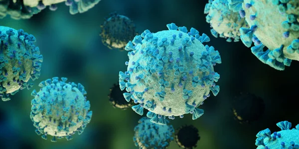 Microscopic Close Covid Disease Blue Coronavirus Illness Spreading Body Cell — Stock Photo, Image