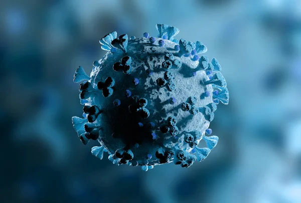 Primer Plano Microscópico Enfermedad Covid Enfermedad Por Coronavirus Azul Que — Foto de Stock