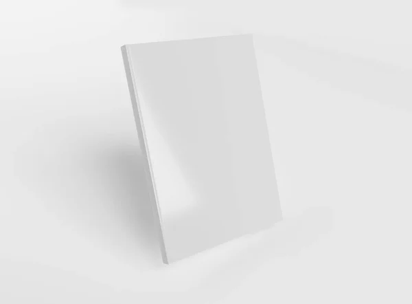 白い背景3Dレンダリングに浮かぶブランクA4ブックハードカバーモックアップ — ストック写真