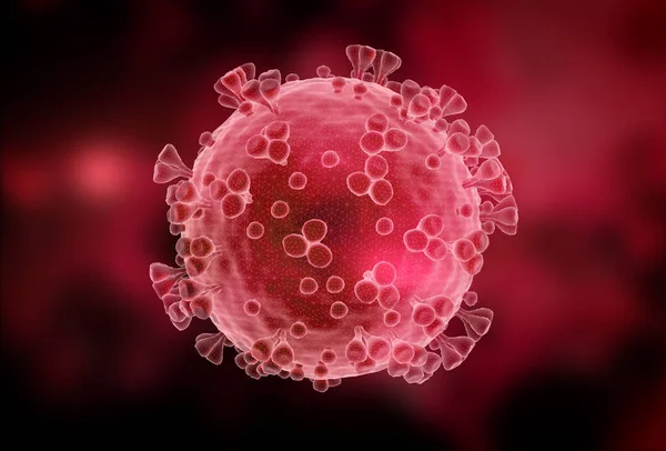Wireframe Hologram Microscopic Close Covid Disease Red Coronavirus Illness Spreading — Stock Photo, Image