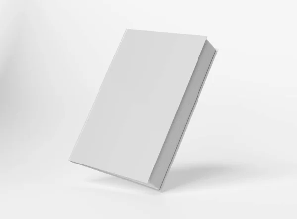 Lege Boek Hardcover Mockup Zwevend Witte Achtergrond Rendering — Stockfoto