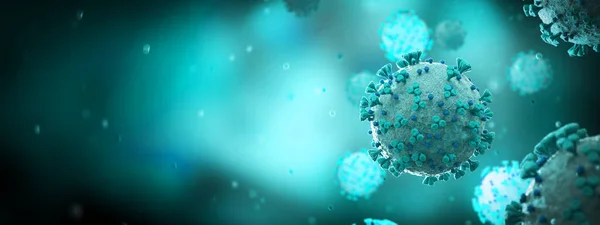 Mikroskopijne Zbliżenie Choroby Wieńcowej Choroba Niebieskiego Koronawirusa Rozprzestrzeniająca Się Komórkach — Zdjęcie stockowe