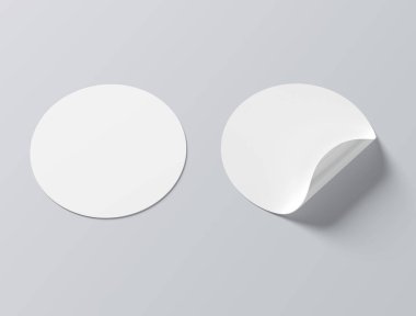 Gri arkaplan 3d oluşturma üzerinde izole edilmiş dairesel biçimli etiket modeli