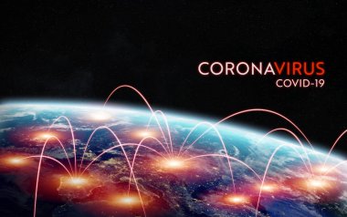 Coronavirus Covid-19 salgını Avrupa 'da ülkeler arasında yayılıyor ve NASA tarafından desteklenen bu görüntünün 3 boyutlu bileşenlerini nüfusa bulaştırıyor.
