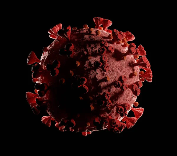 Rendering Coronavirus Microscopic Level Isolated Black Background Microscope Close Covid — Stock Photo, Image
