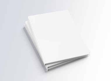 Boş A4 kitap ciltli kazık mockup beyaz arka plan 3d render izole