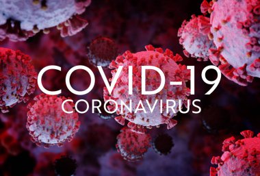 Coronavirus 'un mikroskobik seviyede 3 boyutlu görüntülenmesi. Covid-19 hastalığının mikroskop görüntüsü. 2019-nCoV vücut hücresine yayılıyor 