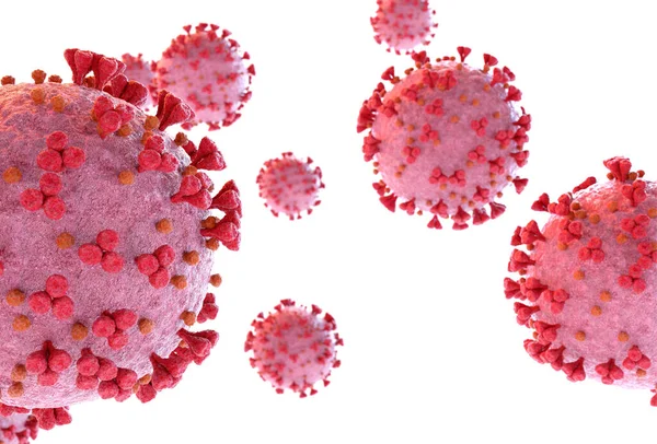 Renderização Coronavírus Nível Microscópico Isolado Fundo Branco Microscópio Close Doença — Fotografia de Stock