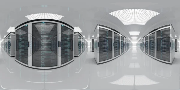 High Resolution Hdri Panoramic View Bright Server Data Room Center — Stock Photo, Image