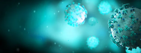 Microscopische Close Van Covid Ziekte Blauw Coronavirus Verspreidt Zich Lichaamscel — Stockfoto