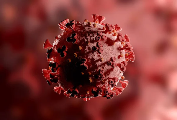 Microscopische Close Van Covid Ziekte Rode Coronavirus Ziekte Verspreidt Zich — Stockfoto