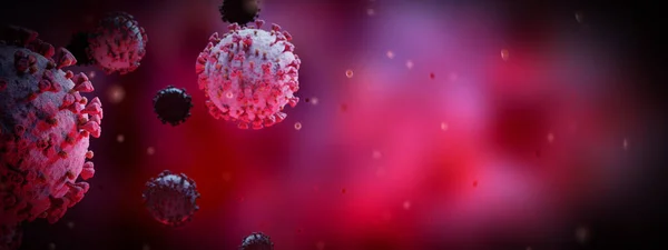 Микроскопический Крупный План Ковидной Болезни Красная Коронавирусная Болезнь Распространяется Клетках — стоковое фото