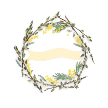 Kukum dalları Mimoza daire çerçeve ile