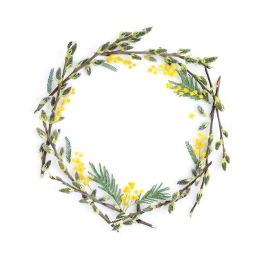 Kukum dalları Mimoza daire çerçeve ile