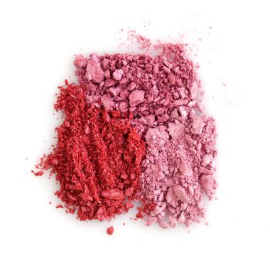 Beyaz arka plan üzerinde örnekleri karışık renkli göz farı ezilmiş.