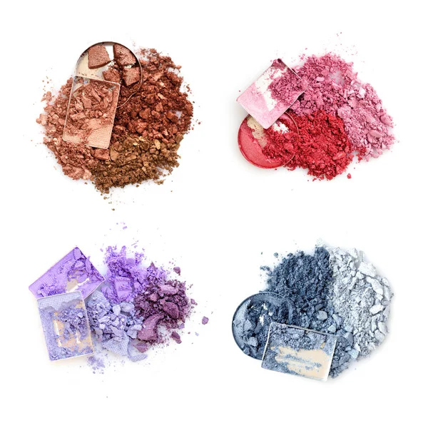 Crushed Color Eyeshadows White Background Top View — Stock Photo, Image