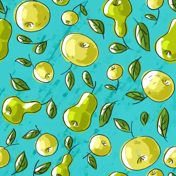Візерунок з яблуками і грушами — стоковий вектор
