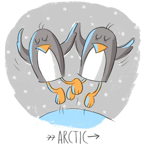 Karakter illustratie met pinguins — Stockvector