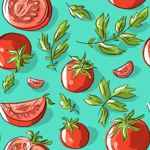 Nahtloses Muster mit Tomaten — Stockvektor