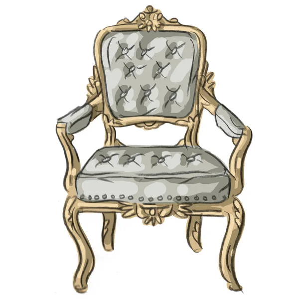 Illustration Antique Vintage Baroque Armchair Chair — Stock Vector