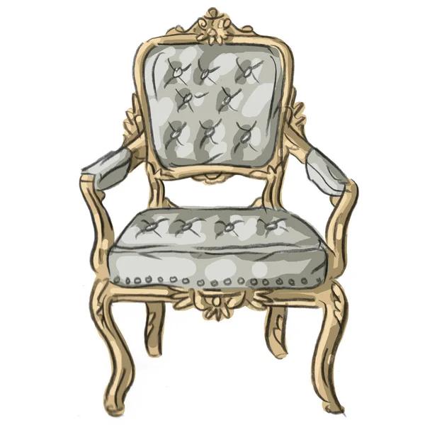 Illustration Mit Antiken Vintage Barocksessel Stuhl — Stockvektor