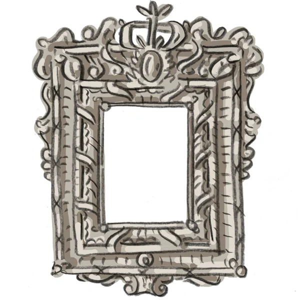 Ilustracja Zabytkowym Barokowym Drewnianym Szkieletem — Wektor stockowy