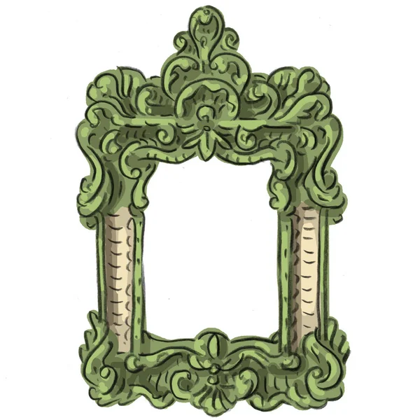 Illustration Mit Antiken Barocken Holzrahmen — Stockvektor