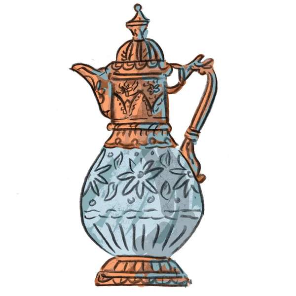 Illustration Antique Vintage Baroque Jug — Stock Vector