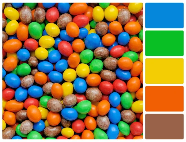 Palet renk swatc renkli Çikolata kaplamalı şekerle yığını