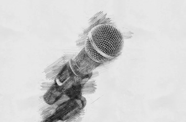 Microphone. Sketch with pencil — Stock Photo, Image