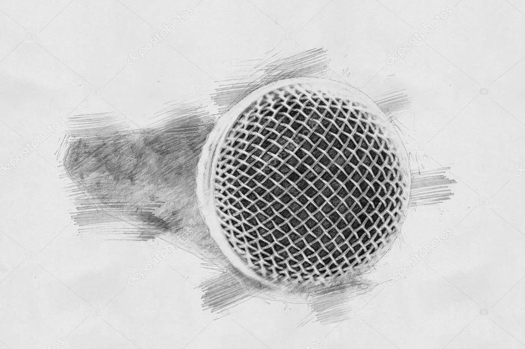 Microphone. Sketch with pencil