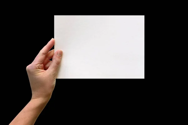 Женские руки с чистым листом бумаги — стоковое фото