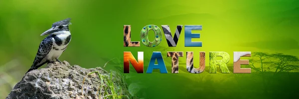 Rybaczek z tekstem miłość natura — Zdjęcie stockowe