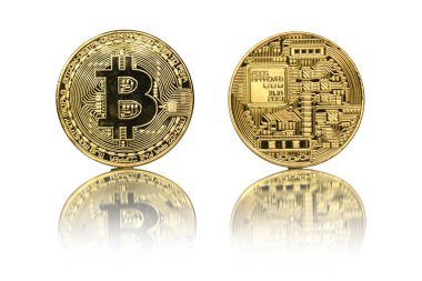 Bitcoin altın sikke üzerinde beyaz