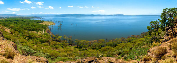 View from the mountains to Lake Nakuru National Park in Kenya, Africa